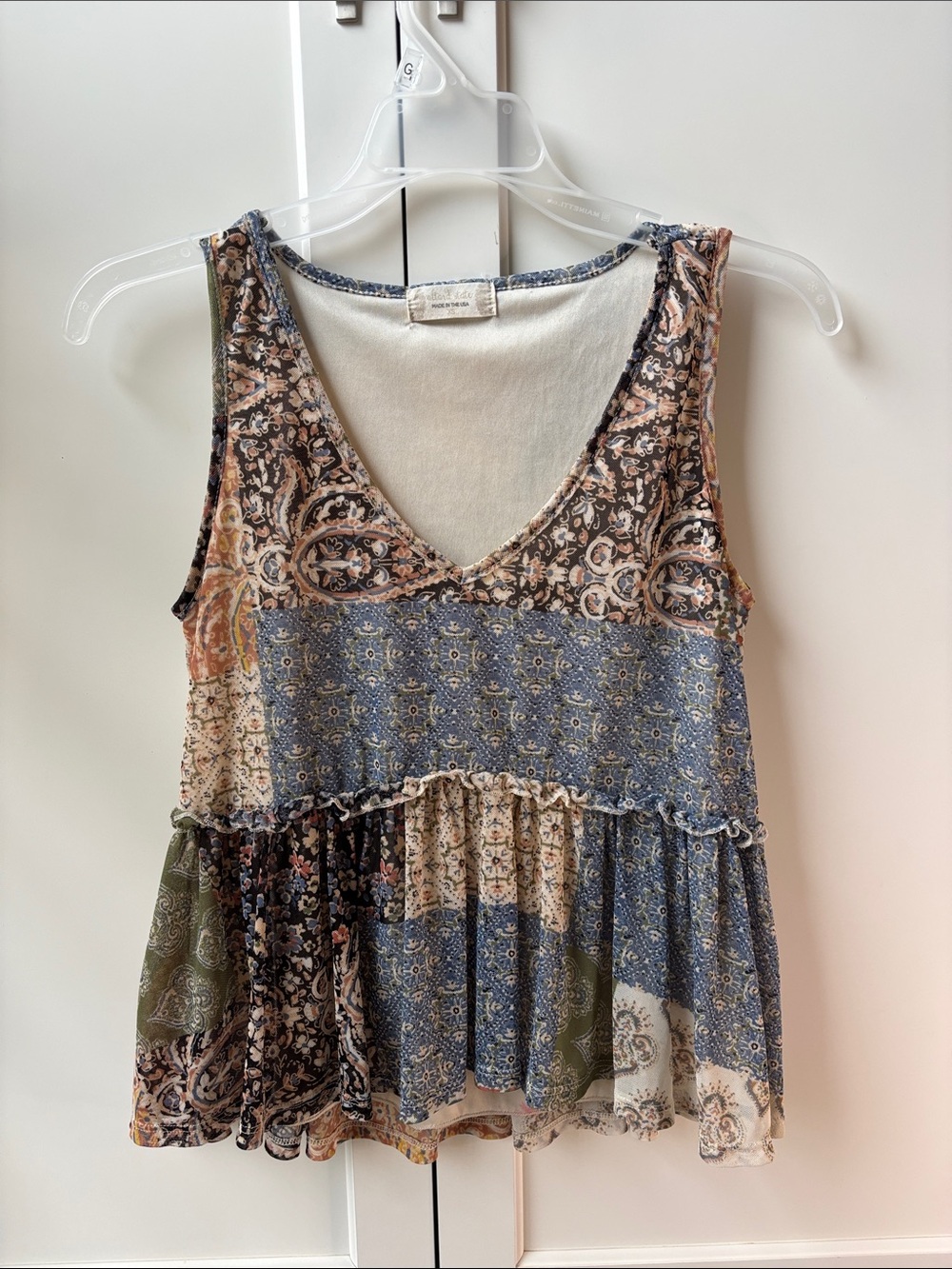 Altar'd State Multi-Print Patchwork V-Neck Tank Top